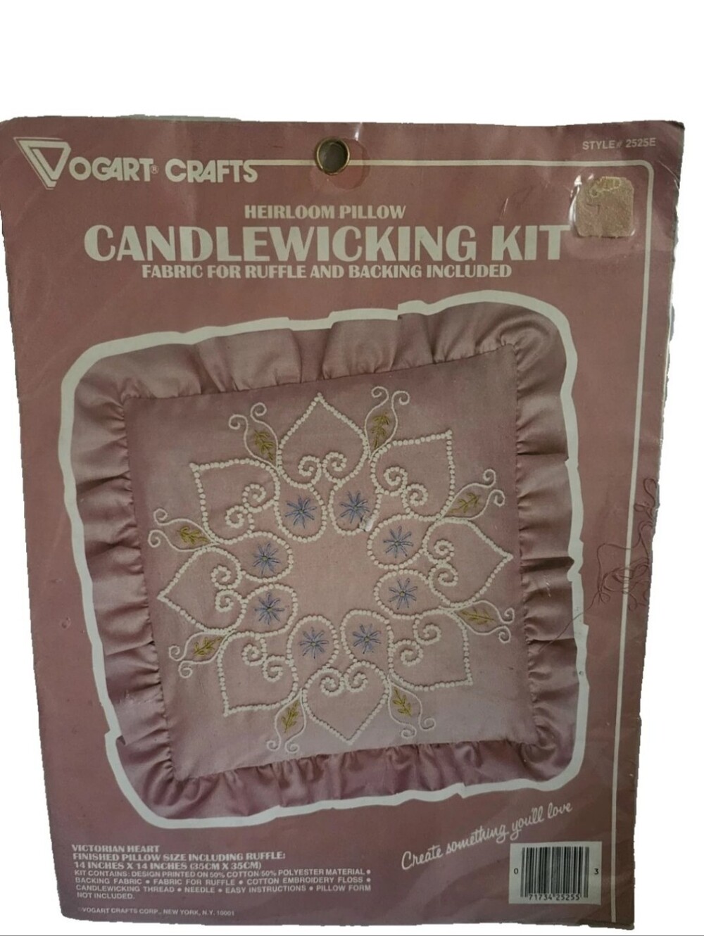 Vogart Crafts Pillow Ruffle Kit 14"x14" Square Peach Cream Thread Sealed Vintage